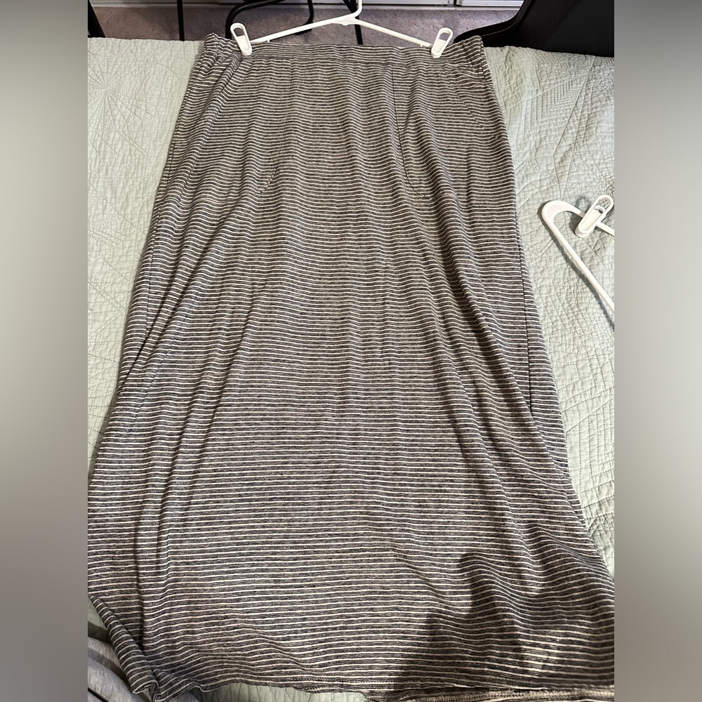 Prana Black and White Striped Maxi Skirt